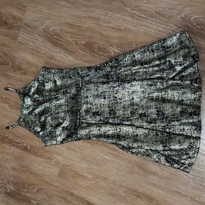 (S) Soprano Metallic Fit & Flare Dress Party Evening Formal Special Occasion